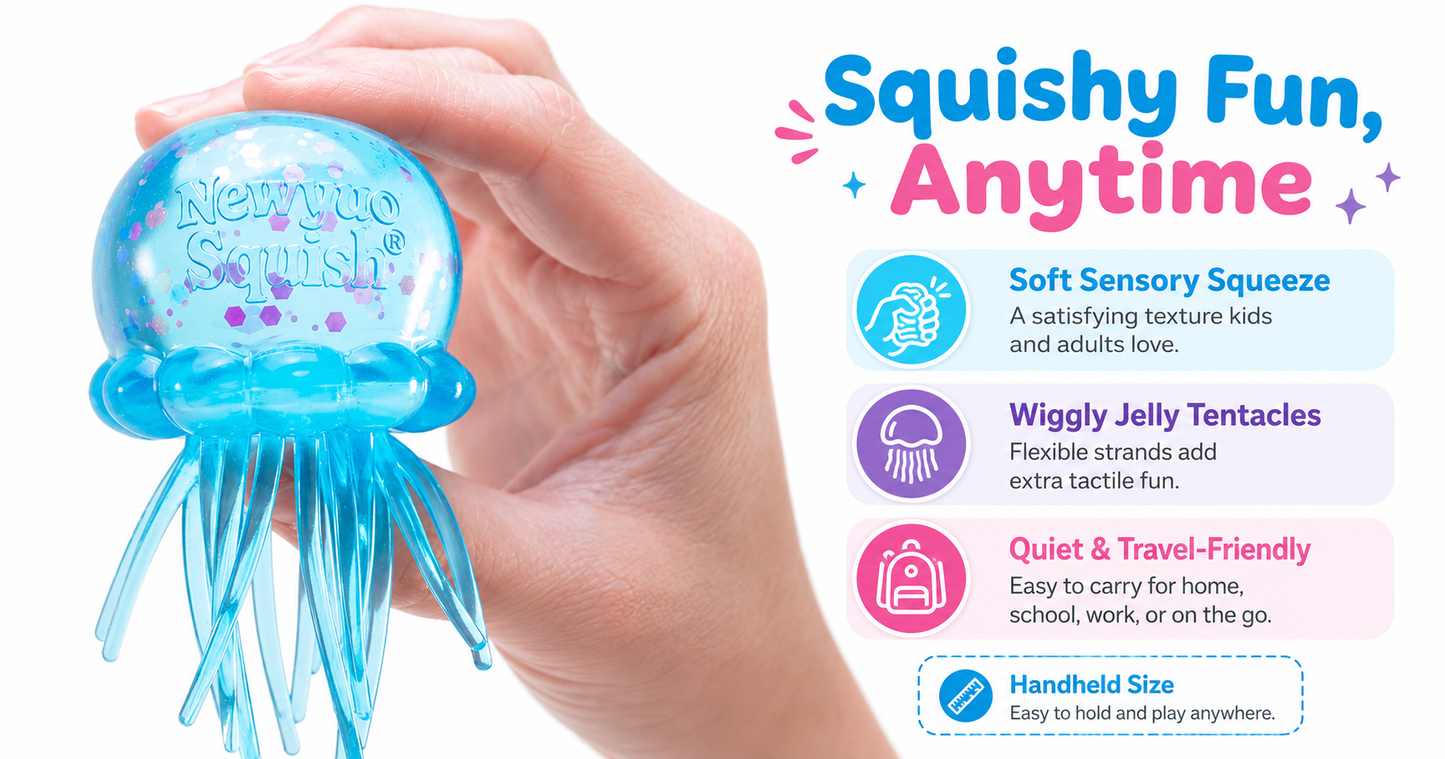Newyuo Squish - Soft Gel Filled Sensory Squeeze Toy, Stretchy Elastic Squishy Stress Relief Ball, Calming Anxiety Reducing Hand Fidget