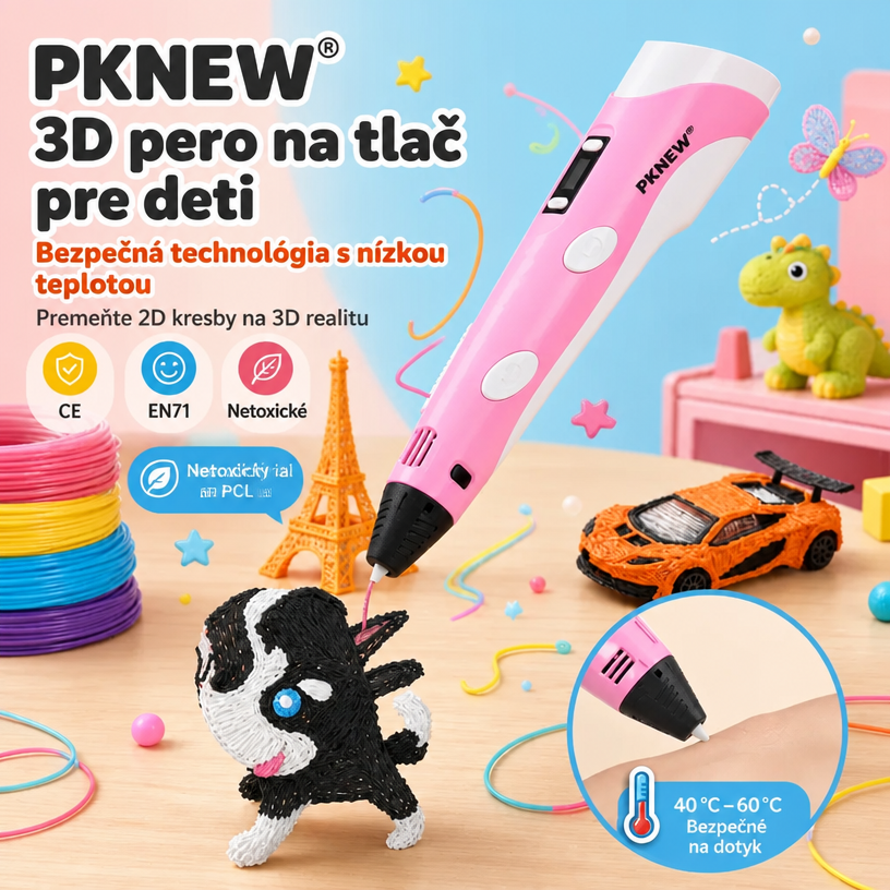 70% ZĽAVA DNES 🎃 PKNEW® 3D tlačové pero pre deti – Bezpečné pri nízkej teplote, netoxický ekologický filament, podnecuje kreativitu 💎