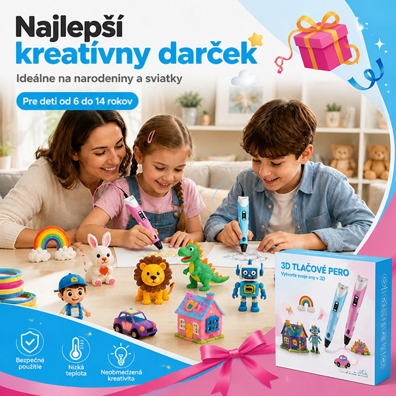 70% ZĽAVA DNES 🎃 PKNEW® 3D tlačové pero pre deti – Bezpečné pri nízkej teplote, netoxický ekologický filament, podnecuje kreativitu 💎