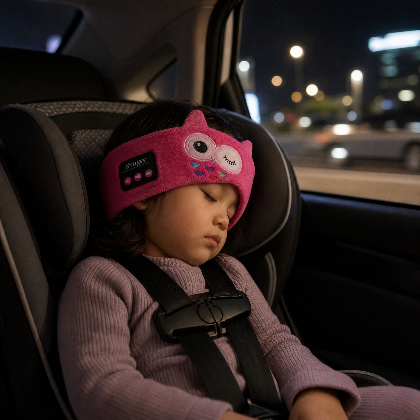 Blueshot® 🍈Kids Bluetooth Headband Headphones, 🦉 Soft Fleece Sleep & Travel Earphones, Volume-Limited Wireless Audio, Washable Animal Headband for Toddlers & Kids