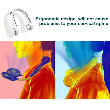 PKNEW®Portable Neck Fan, Bladeless Wearable Personal Fan, Hands-Free Cooling for Outdoor & Office