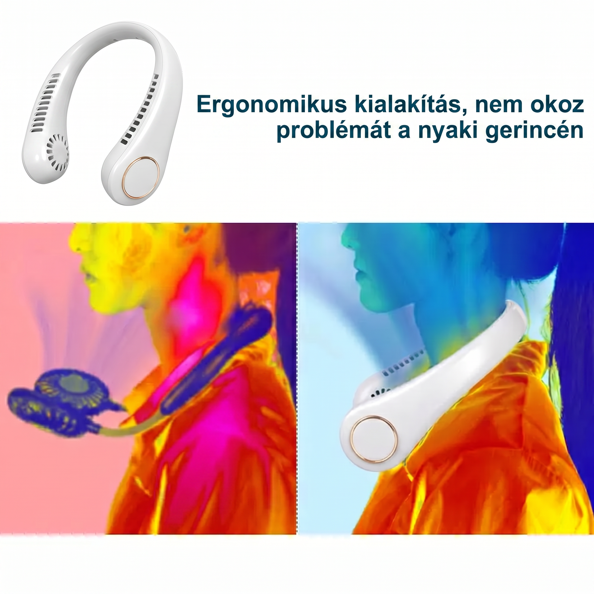 PKNEW® Hordozható nyakventilátor, lapátnélküli viselhető személyi ventilátor, kéz nélküli hűtés kültéri használatra és irodába 💎