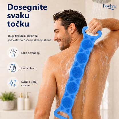 🌈🌈Vitalisys®🙌 Duga silikonska četka za leđa – lako dopire do cijelih leđa | Dvostrana piling četka za tuširanje s dvije ručke – za čistoću i veću udobnost tijekom kupanja🚿