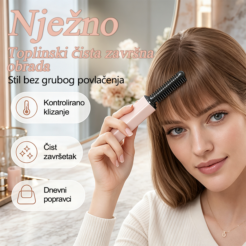 🔥🔥Vitalisys® Prijenosni češalj za oblikovanje šiški 💕 Vaša tajna za savršene šiške kao iz salona – Bilo gdje, Bilo kada 🌟