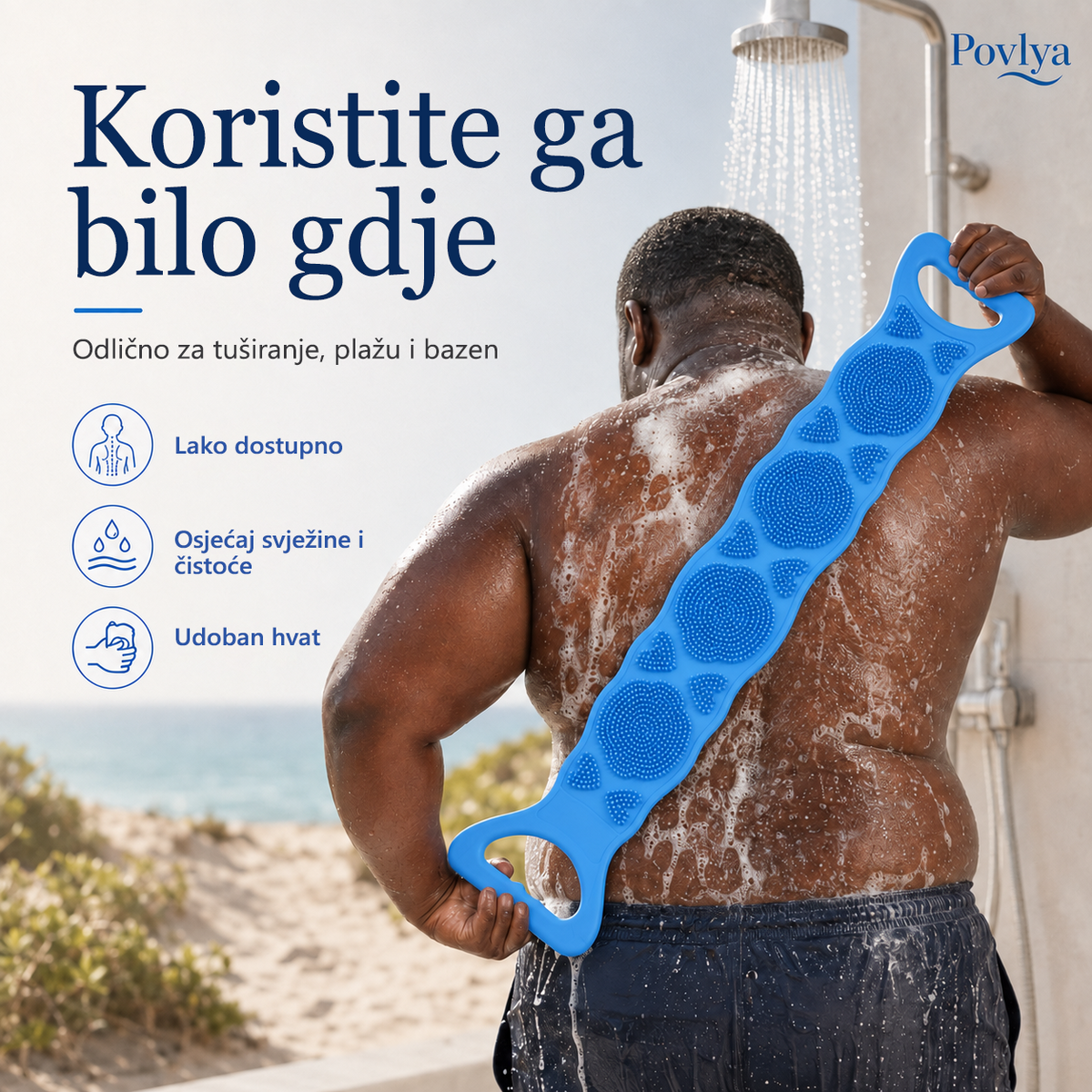 🌈🌈Vitalisys®🙌 Duga silikonska četka za leđa – lako dopire do cijelih leđa | Dvostrana piling četka za tuširanje s dvije ručke – za čistoću i veću udobnost tijekom kupanja🚿