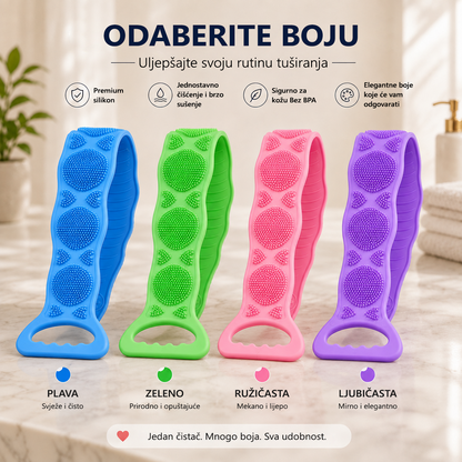 🌈🌈Vitalisys®🙌 Duga silikonska četka za leđa – lako dopire do cijelih leđa | Dvostrana piling četka za tuširanje s dvije ručke – za čistoću i veću udobnost tijekom kupanja🚿