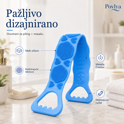🌈🌈Vitalisys®🙌 Duga silikonska četka za leđa – lako dopire do cijelih leđa | Dvostrana piling četka za tuširanje s dvije ručke – za čistoću i veću udobnost tijekom kupanja🚿