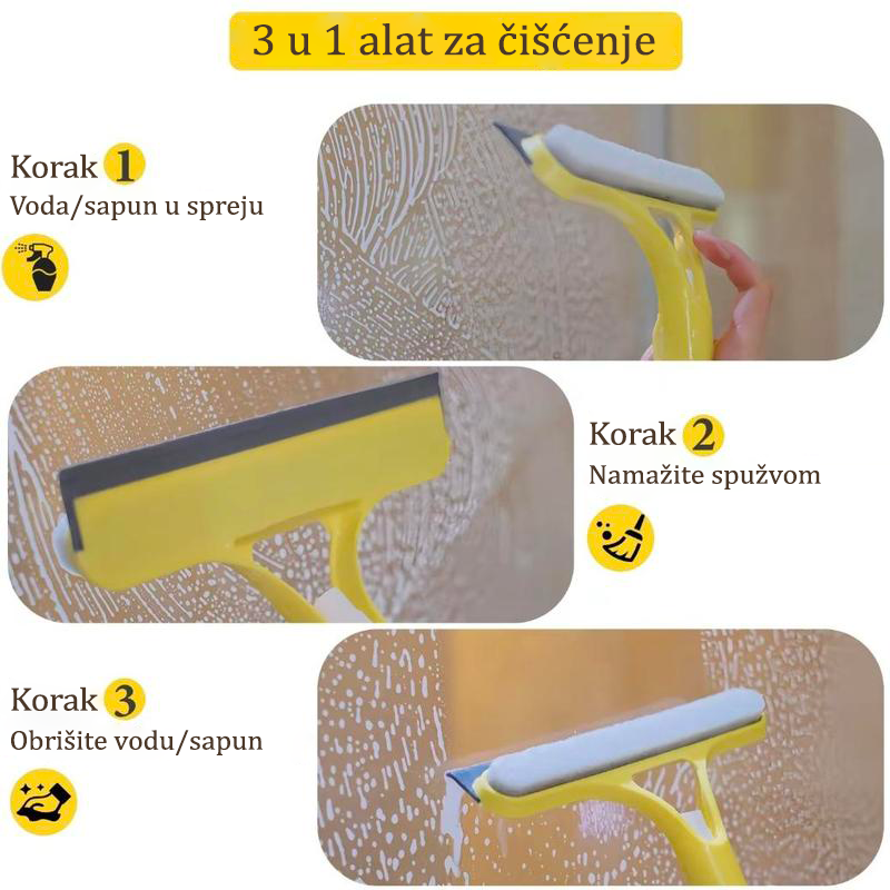 3 u 1 čistač prozora: Raspršivač + Četka + Brisač za dom i auto ✨🔥