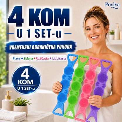🌈🌈Vitalisys®🙌 Duga silikonska četka za leđa – lako dopire do cijelih leđa | Dvostrana piling četka za tuširanje s dvije ručke – za čistoću i veću udobnost tijekom kupanja🚿