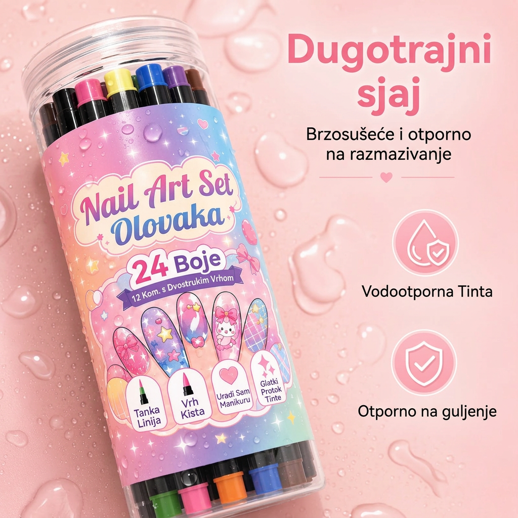 POSLJEDNJI DAN · 50% POPUSTA 🌈 Set od 24 dvostrane olovke za crtanje po noktima 💎