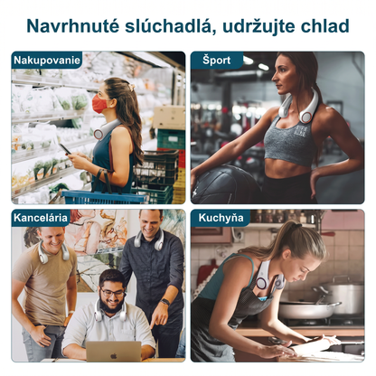 🔥🔥 PKNEW® Prenosný ventilátor na krk, nositeľný osobný ventilátor bez lopatiek, chladenie bez rúk do exteriéru a kancelárie