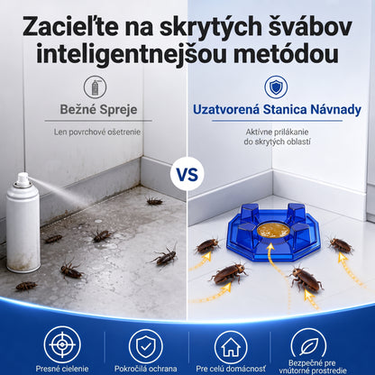 PKNEW® 🪳 Inteligentná nástrahová stanica proti švábom s reťazovým účinkom 🛡️ – zasiahne aj skryté ohniská, pomáha zlikvidovať celú kolóniu a chráni domácnosť až 2 roky 💎