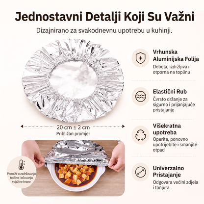🔥🔥 PKNEW® Sklopivi poklopac za hranu od aluminijske folije | Održava hranu toplom, svježom i zaštićenom od vinskih mušica 💖