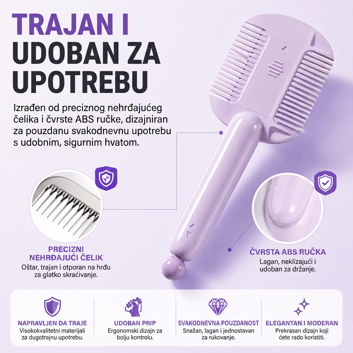 🔥🔥Zaboravite na posjete frizerskim salonima ✂️ Češalj za šišanje i stanjivanje kose sa 4 stupnja – jednostavno oblikovanje šiški, stanjivanje i uređivanje kose kod kuće 👸