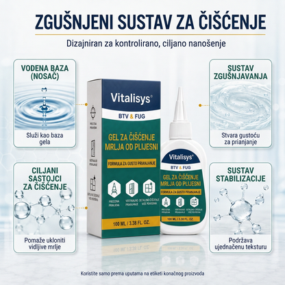 Vitalisys® Dubinski gel za čišćenje mrlja od plijesni 👑 – Gusta formula koja prianja za fuge, silikon i vlažne kutove 💎