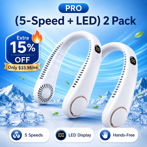 PKNEW® Portable Neck Fan, Bladeless Wearable Personal Fan, Hands-Free Cooling for Outdoor & Office 🌬️