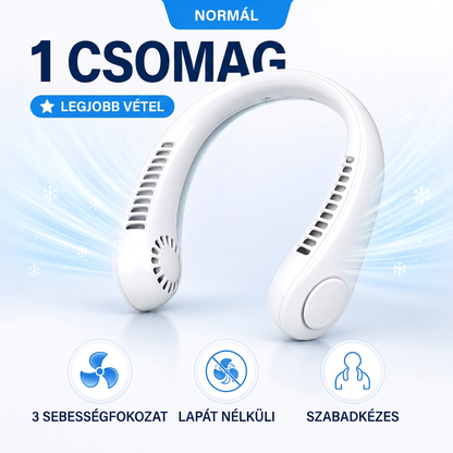 PKNEW® Hordozható nyakventilátor, lapátnélküli viselhető személyi ventilátor, kéz nélküli hűtés kültéri használatra és irodába 💎