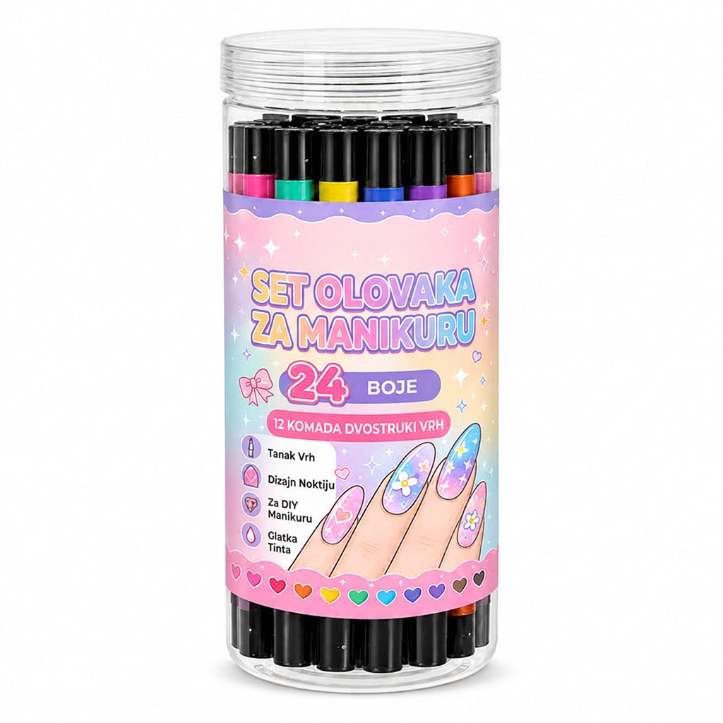POSLJEDNJI DAN · 50% POPUSTA 🌈 Set od 24 dvostrane olovke za crtanje po noktima 💎