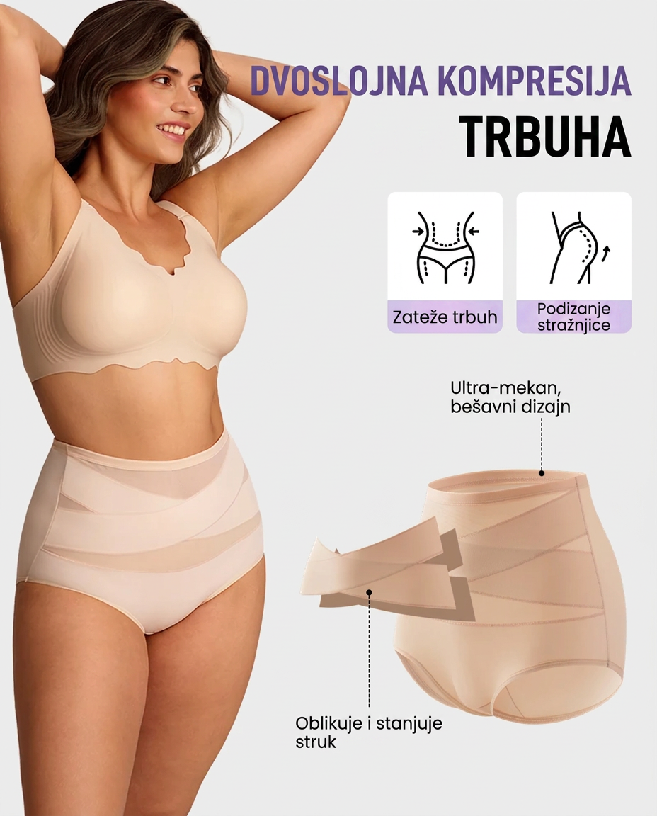 🔥🔥Donje rublje za oblikovanje tijela plus size s visokim strukom i križnim panelom za oblikovanje trbuha