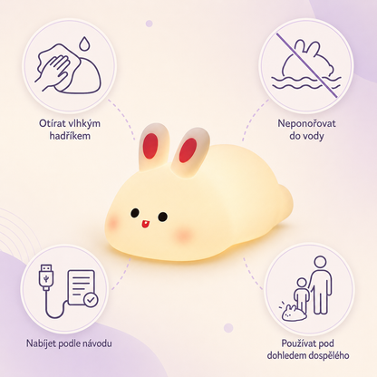 PKNEW® 7-bojna silikonska noćna lampica na dodir za spavanje 🌙 – Mekana na dodir, punjiva preko USB-a, u ponudi u varijanti zeko i panda 💕