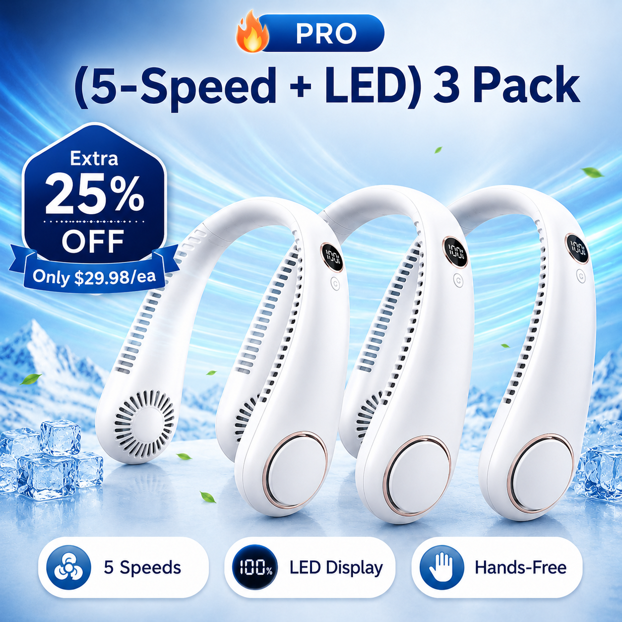 PKNEW® Portable Neck Fan, Bladeless Wearable Personal Fan, Hands-Free Cooling for Outdoor & Office 🌬️