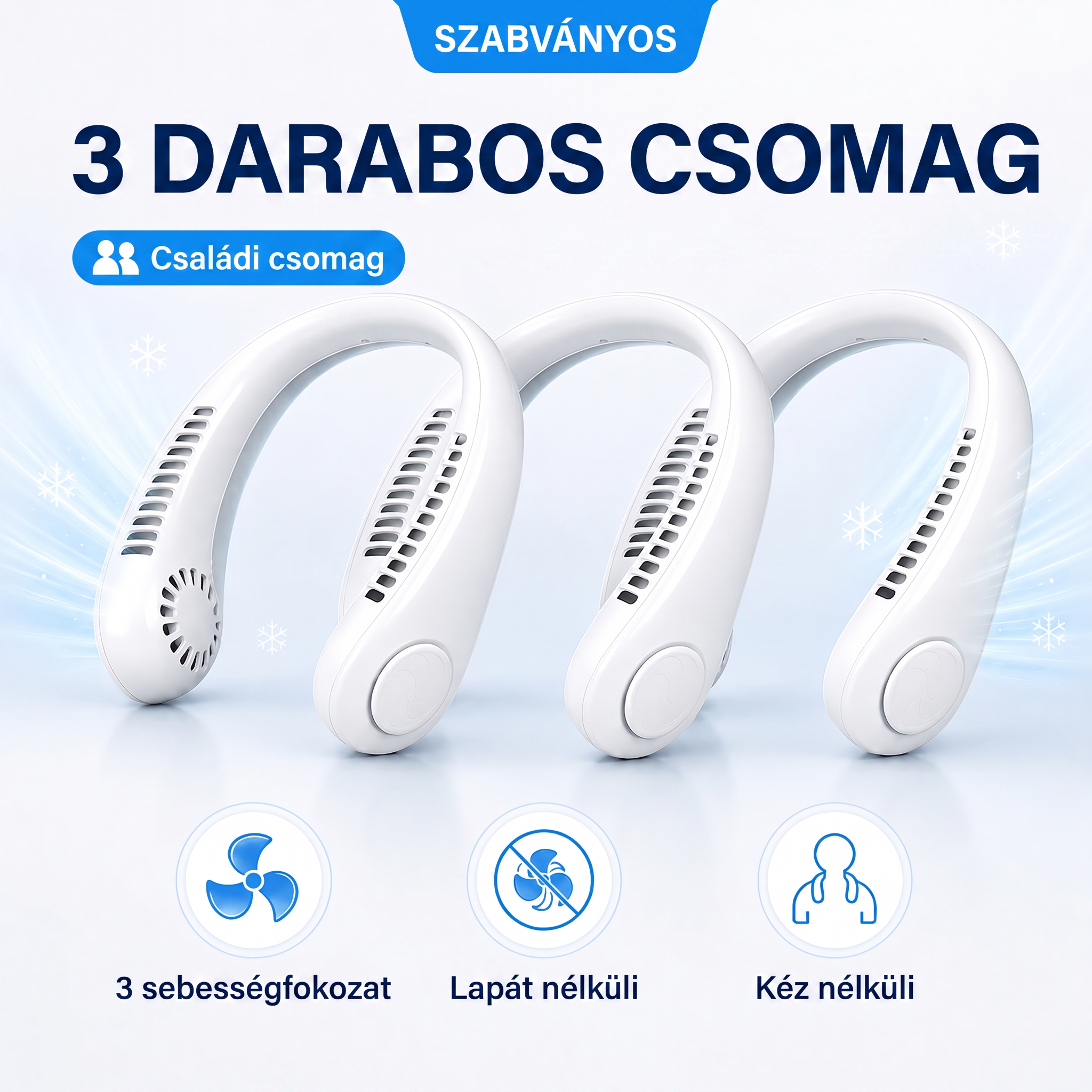 PKNEW® Hordozható nyakventilátor, lapátnélküli viselhető személyi ventilátor, kéz nélküli hűtés kültéri használatra és irodába 💎