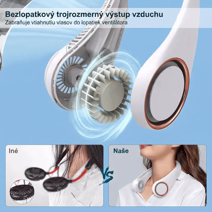 🔥🔥 PKNEW® Prenosný ventilátor na krk, nositeľný osobný ventilátor bez lopatiek, chladenie bez rúk do exteriéru a kancelárie