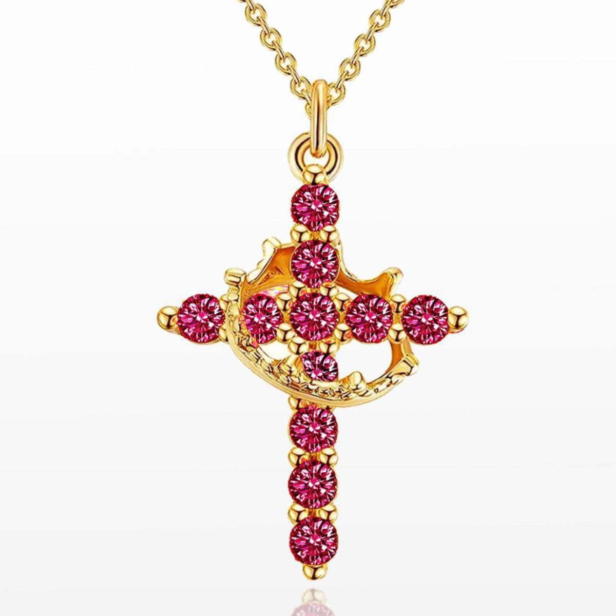🔥 70% OFF NOW! Crown with Cross Pendant Necklace – Elegant Faith-Inspired Design – Double-sided detail & gold/silver options – perfect for daily wear ✨