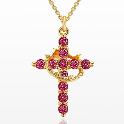 🔥 70% OFF NOW! Crown with Cross Pendant Necklace – Elegant Faith-Inspired Design – Double-sided detail & gold/silver options – perfect for daily wear ✨