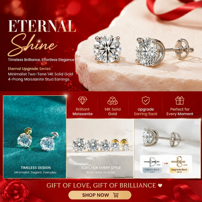 14K gold-plated solitaire four-prong stud earrings featuring lab-grown moissanite and S925 sterling silver  Final Day Special: Save a Massive 90% 🔥