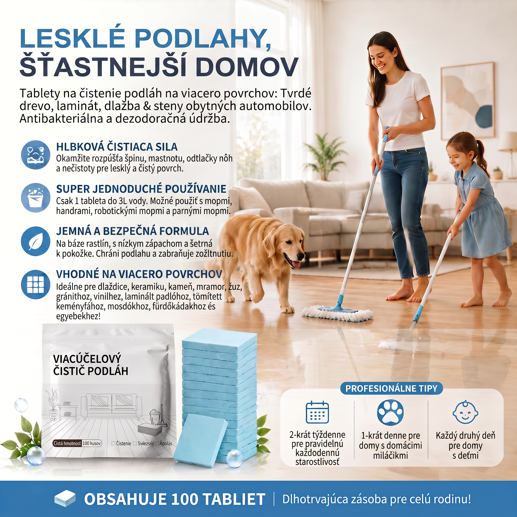 PKNEW®🫧 Tablety na podlahy🍉 – Univerzálny čistič na drevo, laminát, dlažbu a steny v karavanoch. S antibakteriálnym účinkom.