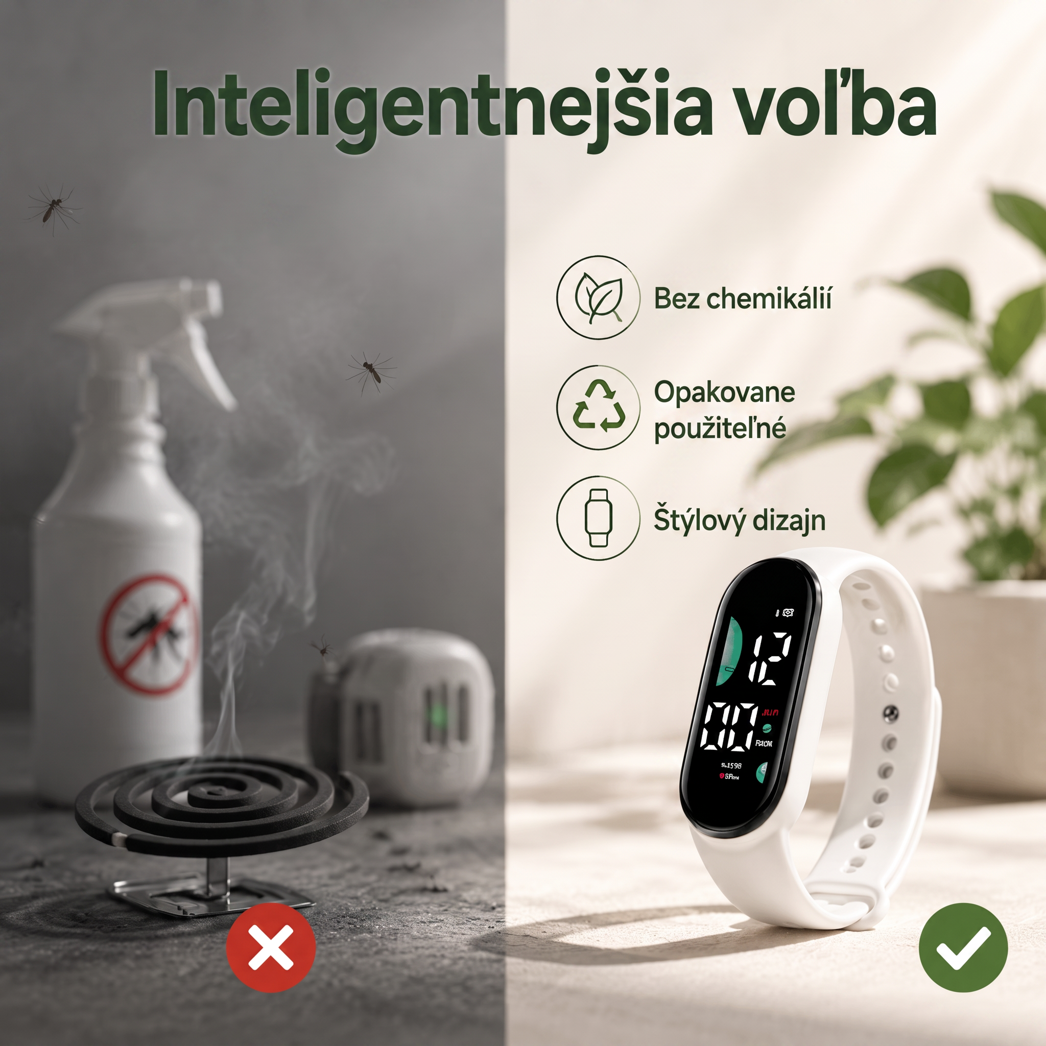 PKNEW® Inteligentný ultrazvukový náramok proti komárom – 3 inteligentné režimy, digitálny displej a výdrž až 7 dní na jedno nabitie ⚡ Pre záhradu, cestovanie, kempovanie aj pohodové letné večery 🌿