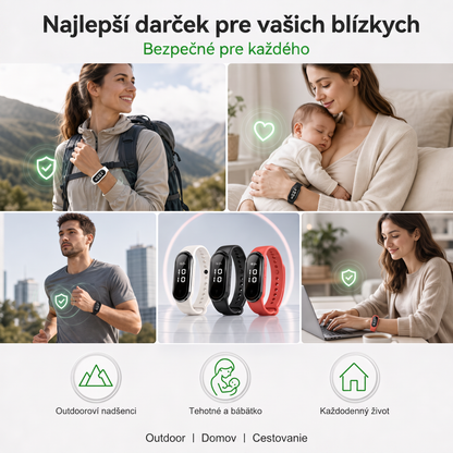 PKNEW® Inteligentný ultrazvukový náramok proti komárom – 3 inteligentné režimy, digitálny displej a výdrž až 7 dní na jedno nabitie ⚡ Pre záhradu, cestovanie, kempovanie aj pohodové letné večery 🌿