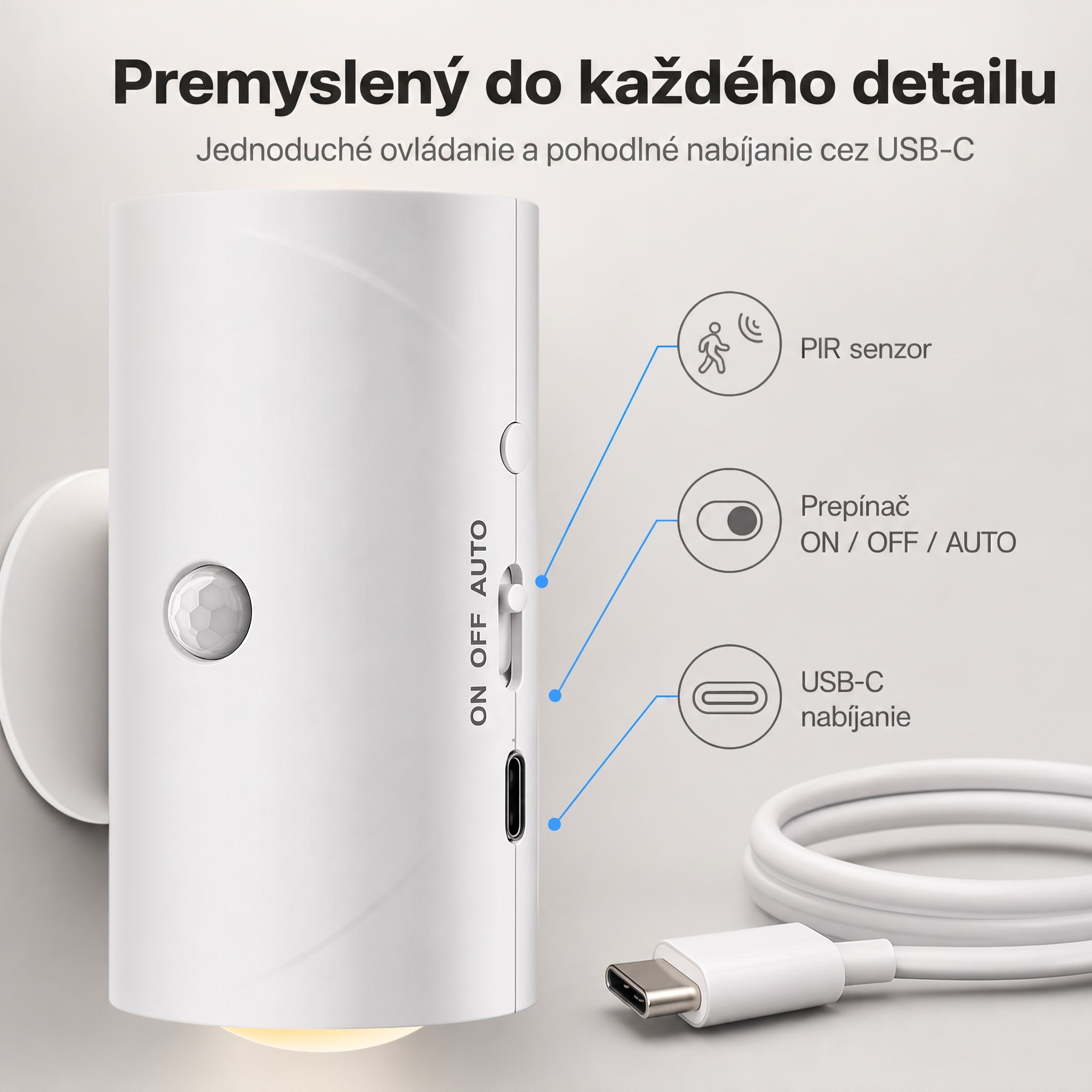 PKNEW® 💡 Inteligentné obojsmerné RGB nočné svetlo so senzorom pohybu 🌈 – automatické rozsvietenie, magnetická inštalácia bez vŕtania a USB-C nabíjanie pre spálňu, chodbu aj schodisko 💎