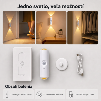 PKNEW® 💡 Inteligentné obojsmerné RGB nočné svetlo so senzorom pohybu 🌈 – automatické rozsvietenie, magnetická inštalácia bez vŕtania a USB-C nabíjanie pre spálňu, chodbu aj schodisko 💎