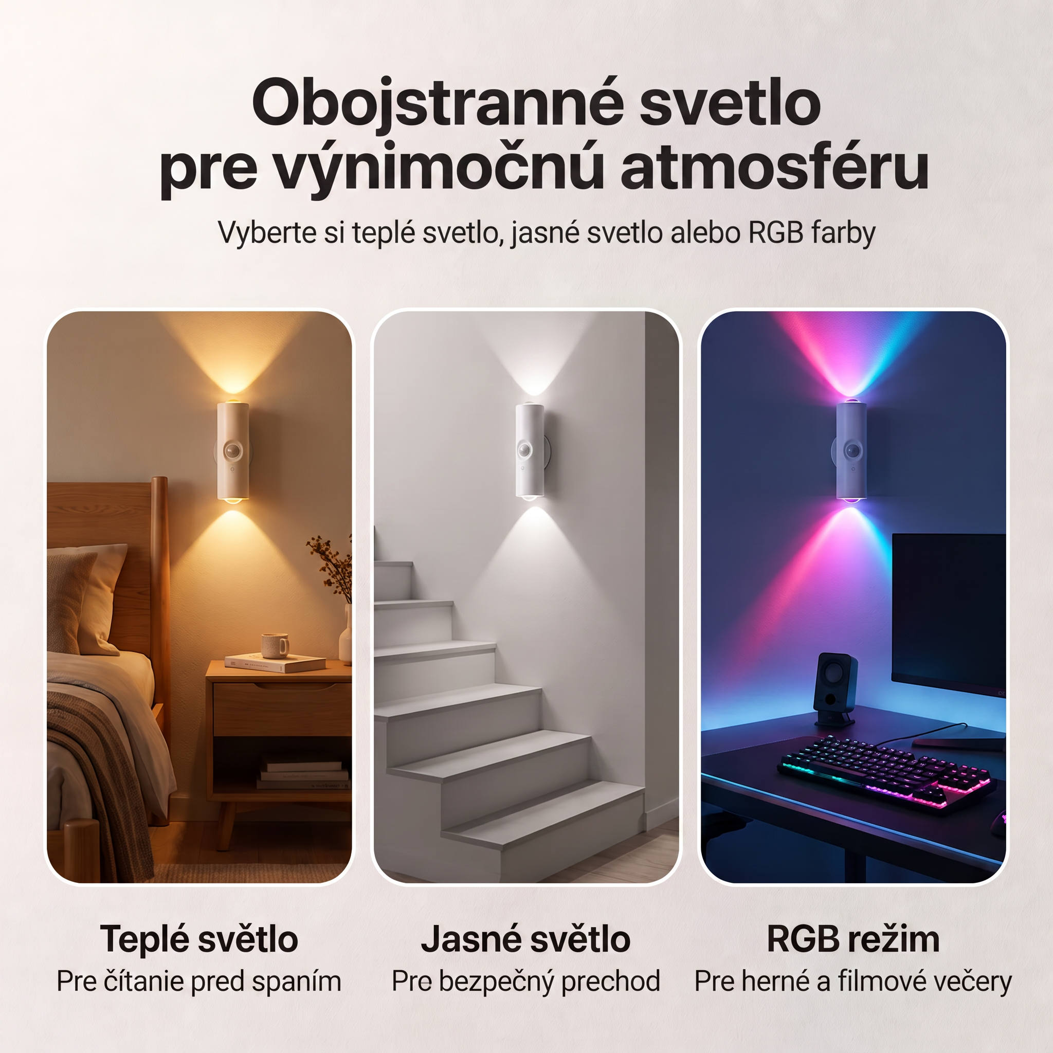 PKNEW® 💡 Inteligentné obojsmerné RGB nočné svetlo so senzorom pohybu 🌈 – automatické rozsvietenie, magnetická inštalácia bez vŕtania a USB-C nabíjanie pre spálňu, chodbu aj schodisko 💎