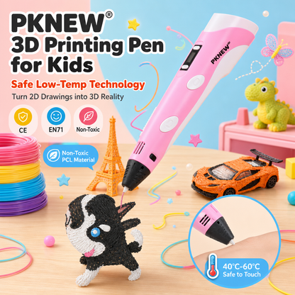 70% ZĽAVA DNES 🎃 PKNEW® 3D tlačové pero pre deti – Bezpečné pri nízkej teplote, netoxický ekologický filament, podnecuje kreativitu 💎