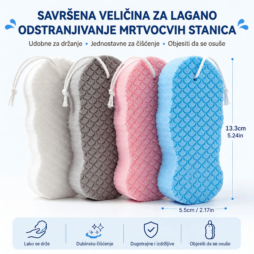 🔥🔥Vitalisys® Magična spužva za kupanje i piling – Ultra meki i bezbolni odstranjivač mrtve kože i čistač tijela za djecu, odrasle i starije osobe💥