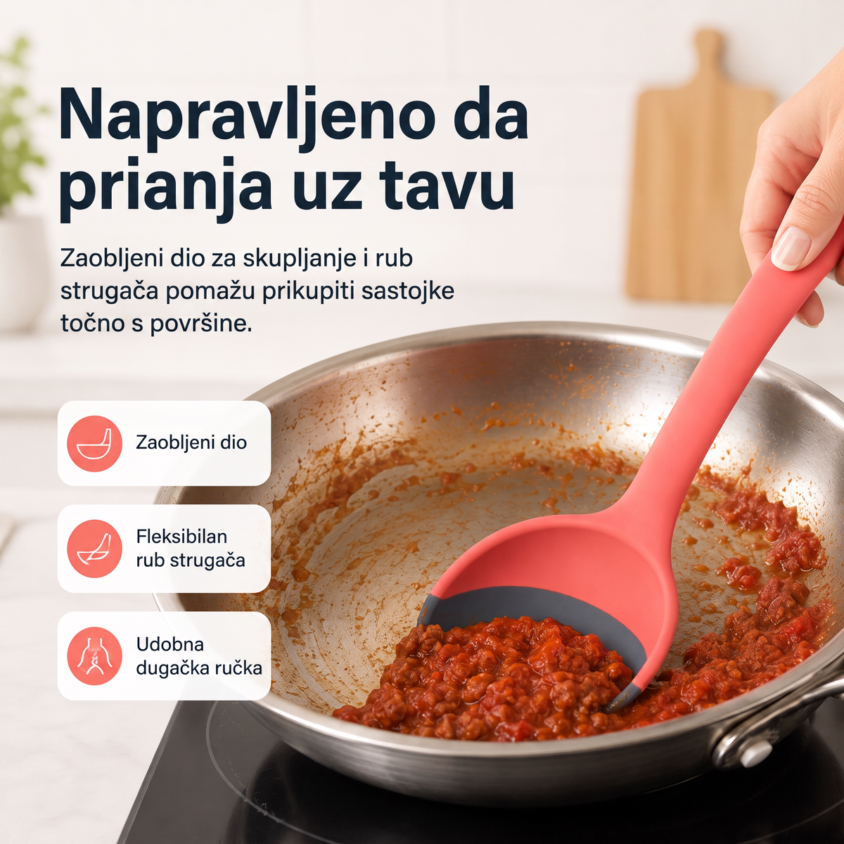 🥄 2-u-1 silikonska žlica i lopatica – Višenamjenski pribor za kuhanje i posluživanje ✨