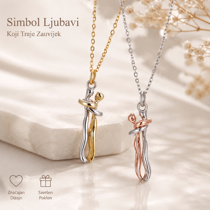 🔥🔥 Privjesak Slatki Zagrljaj – romantični simbol ljubavi s podesivim srebrnim lančićem 💎