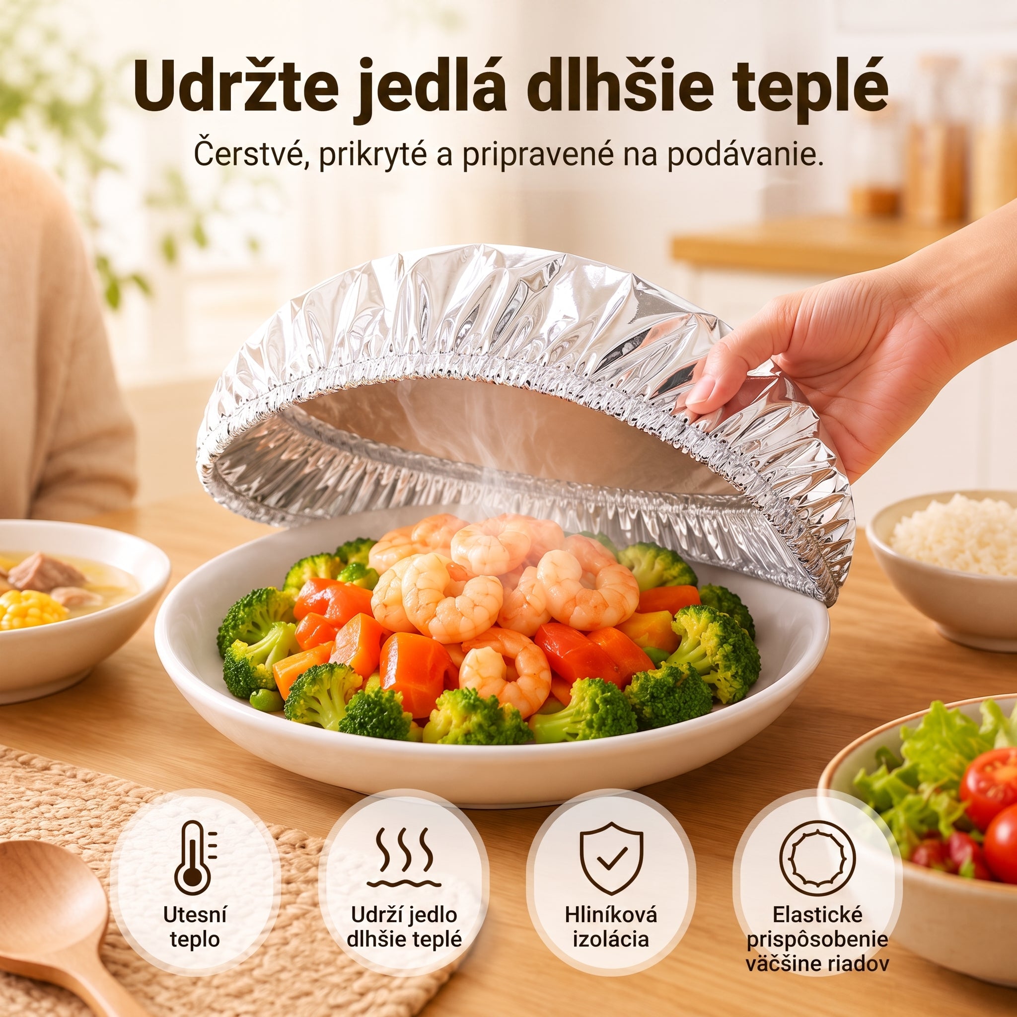 PKNEW® Skladací kryt na potraviny z hliníkovej fólie | Udrží jedlo teplé, čerstvé a chránené pred ovocnými muškami 💎