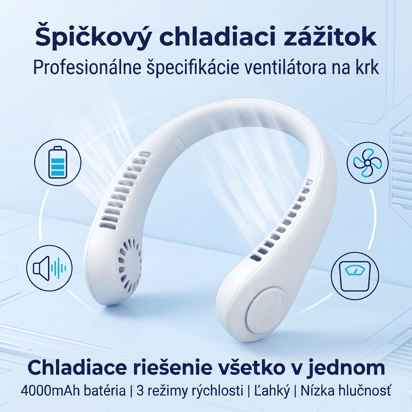🔥🔥 PKNEW® Prenosný ventilátor na krk, nositeľný osobný ventilátor bez lopatiek, chladenie bez rúk do exteriéru a kancelárie