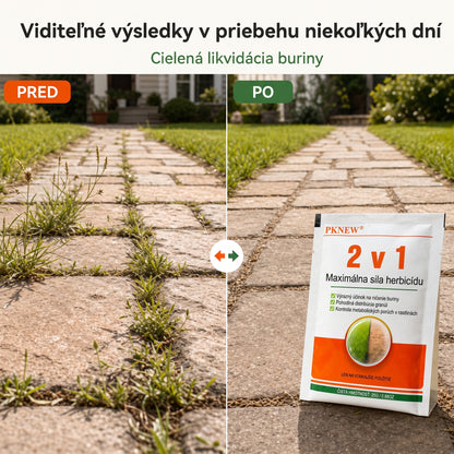PKNEW® Granulovaný prípravok proti burine 2 v 1 Max Power 👑 – viditeľný účinok už za 6 hodín, ľahké rozmiešanie vo vode a cielené použitie na škáry, chodníky, ploty aj štrkové plochy 💎