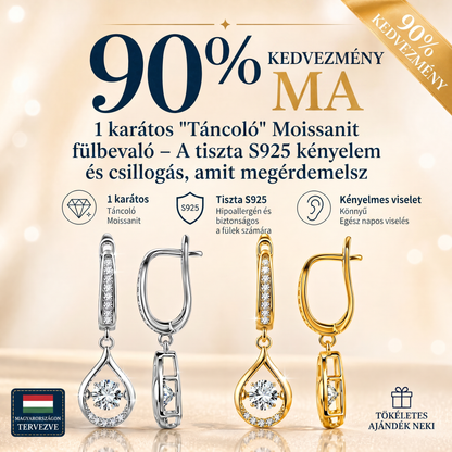 MA 90% KEDVEZMÉNY: 1 karátos „Táncoló” Moissanite fülbevaló – Tiszta S925 kényelem és csillogás, amit megérdemelsz! 💖