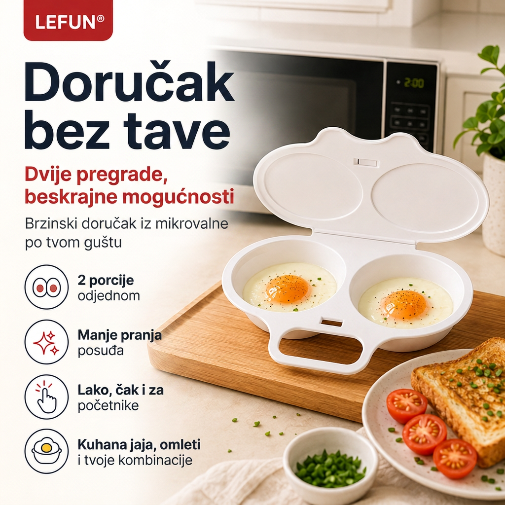 💎💎LEFUN® Brzi kalup za doručak za mikrovalnu pećnicu – 2 pretinca, 2 okusa, beskrajne mogućnosti 🍳💥
