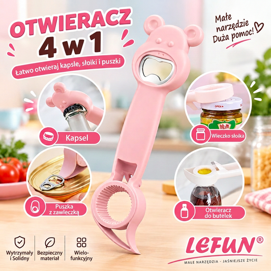 LEFUN® 4u1 otvarač 👑 – Otvorite svaki poklopac bez nepotrebnog napora 💎
