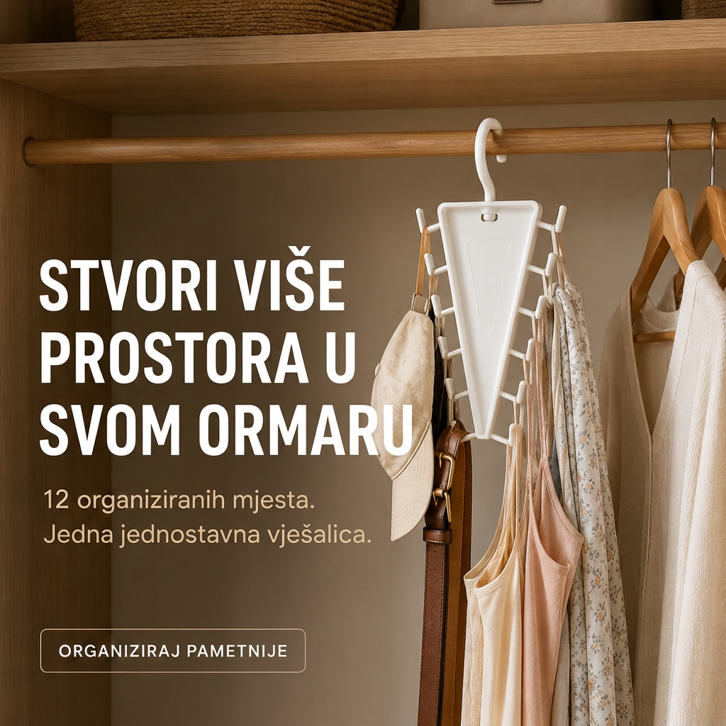 🔥🔥 Rotirajući organizator ormara s 12 kukica – Uštedite prostor i držite dodatke organiziranima👚