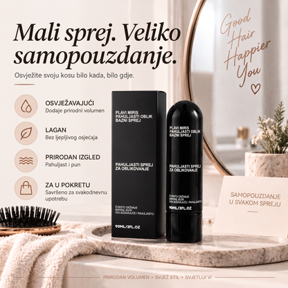 Vitalisys® Fluffy Hair – Oblikujući sprej za volumen kose – lagana formula za podizanje kose od korijena, prirodan pokret i nježan miris breskve 💎
