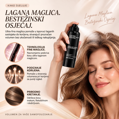 Vitalisys® Fluffy Hair – Oblikujući sprej za volumen kose – lagana formula za podizanje kose od korijena, prirodan pokret i nježan miris breskve 💎
