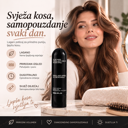 Vitalisys® Fluffy Hair – Oblikujući sprej za volumen kose – lagana formula za podizanje kose od korijena, prirodan pokret i nježan miris breskve 💎